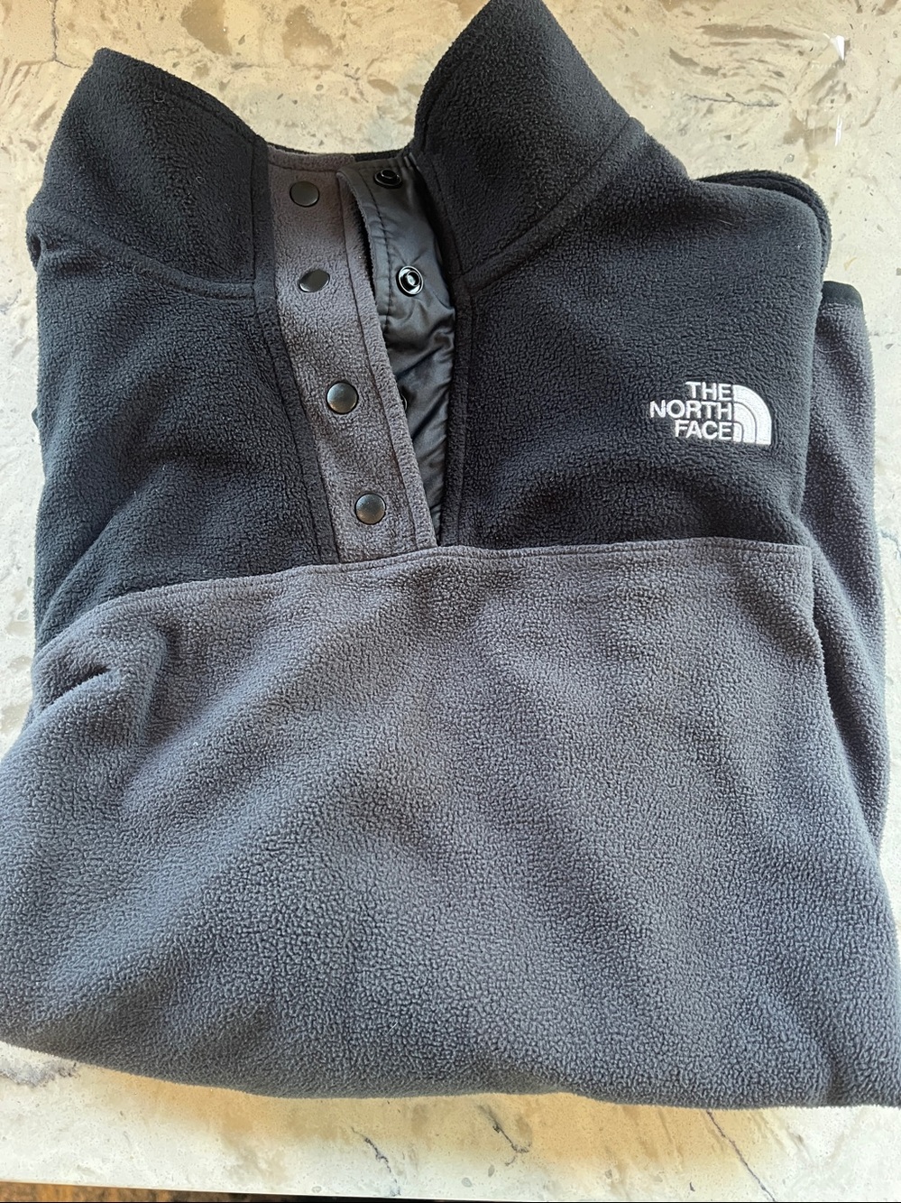 The North Face Navy and Black Snap-Front Fleece Pullover